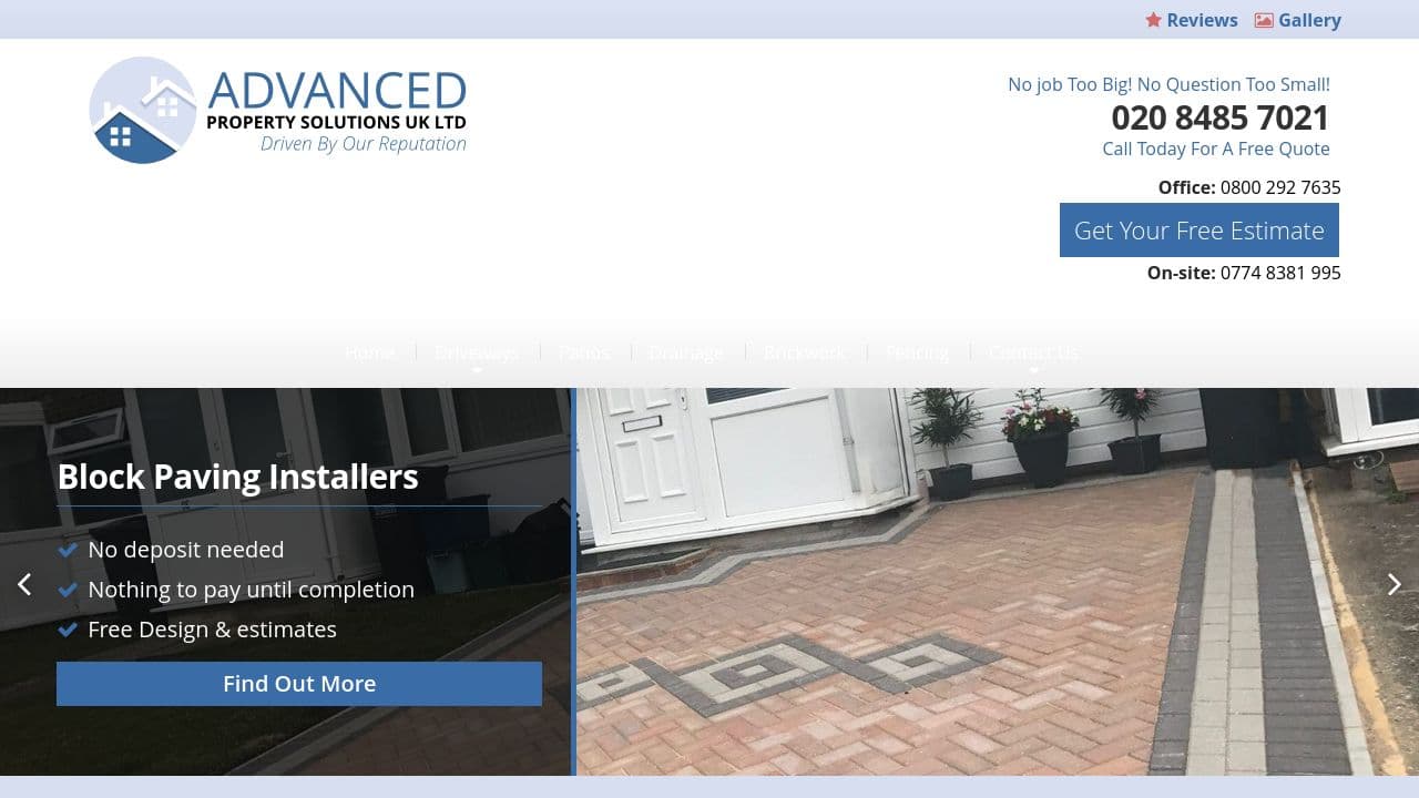 ADVANCED PROPERTY SOLUTIONS (UK) LTD website screenshot