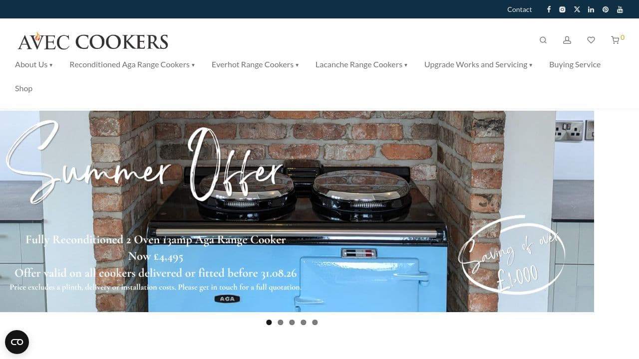AVEC COOKERS (UK) LTD website screenshot