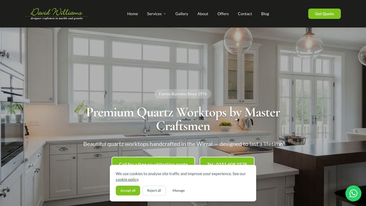 DAVID WILLIAMS MARBLE AND GRANITE LIMITED website screenshot