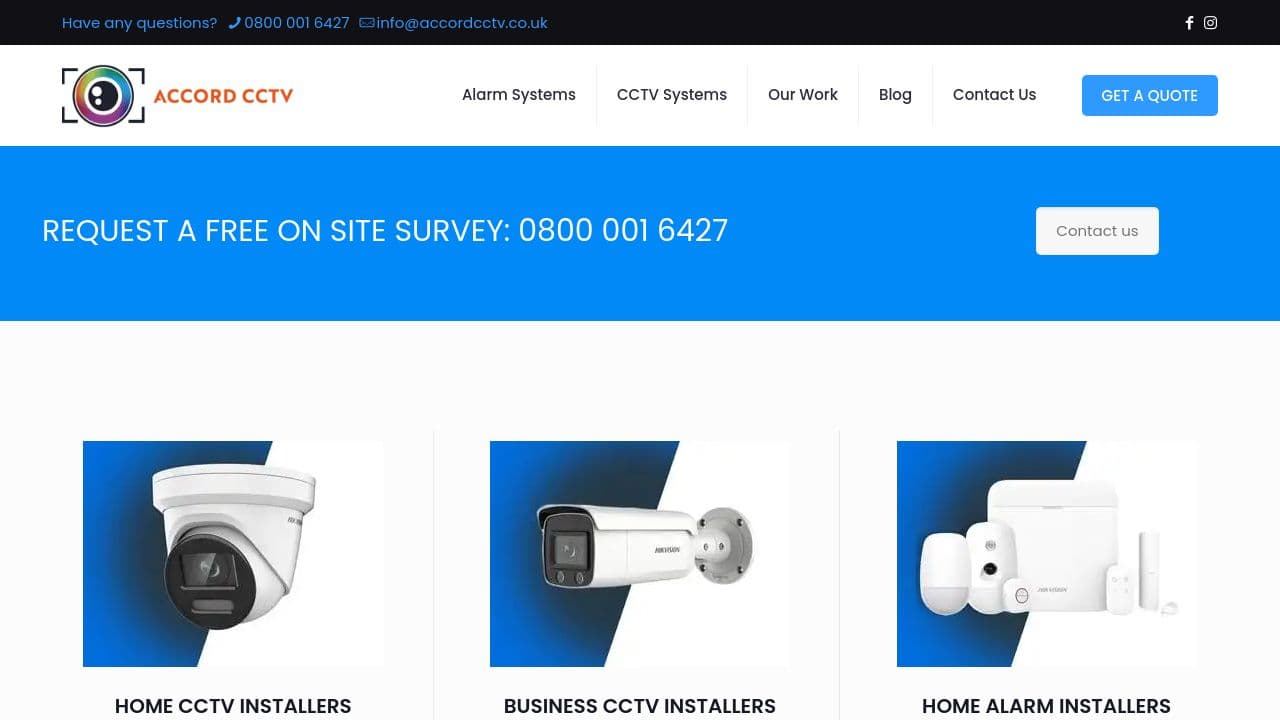 ACCORD CCTV & ALARMS LTD website screenshot