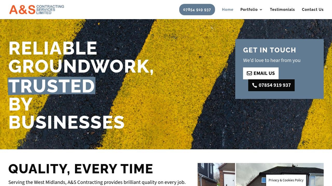 A & S CONTRACTING SERVICES LIMITED website screenshot