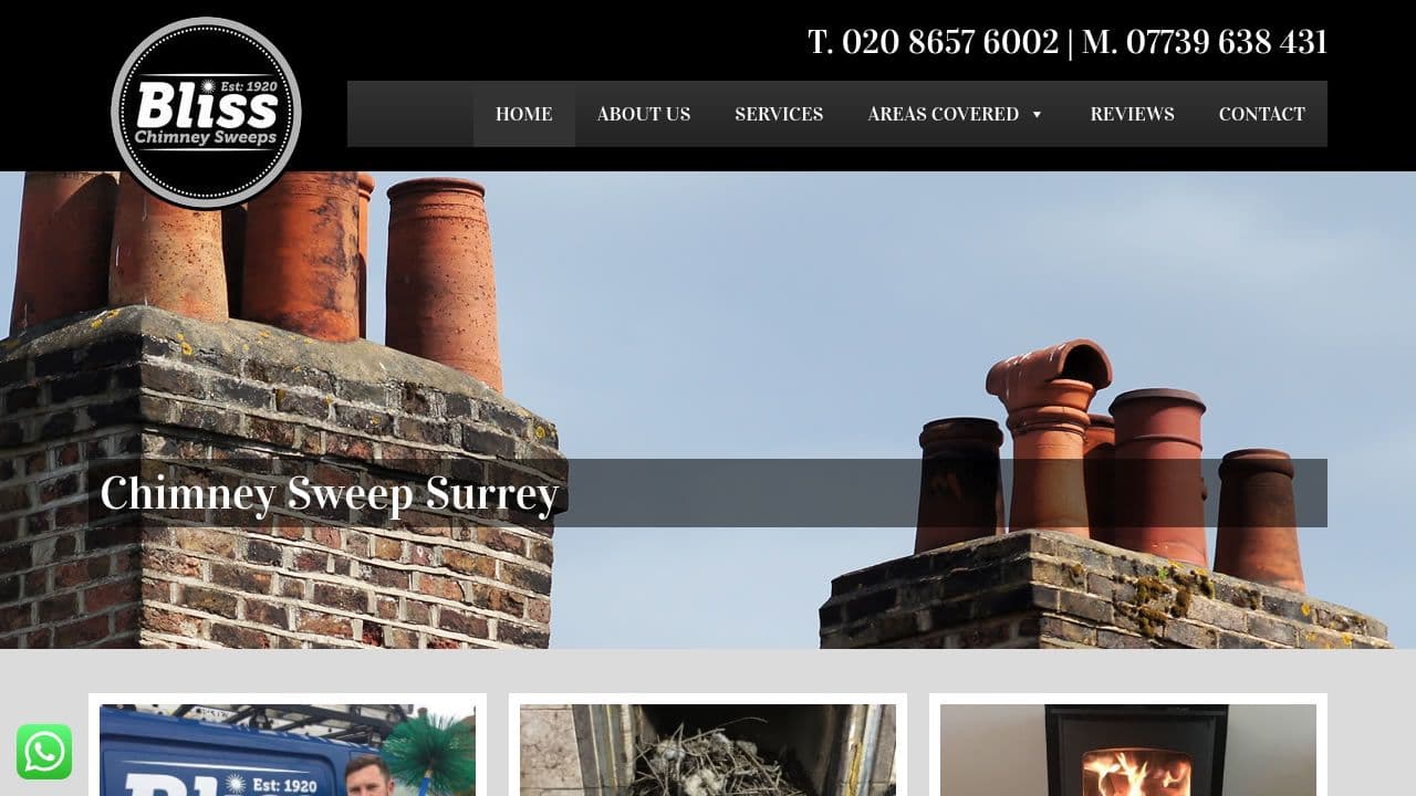 BLISS CHIMNEY SWEEPS LTD website screenshot