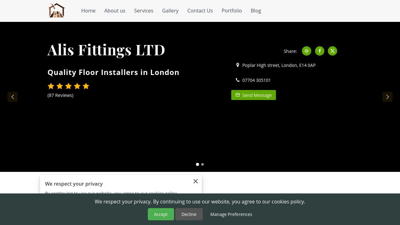 ALIS FITTINGS LTD website screenshot