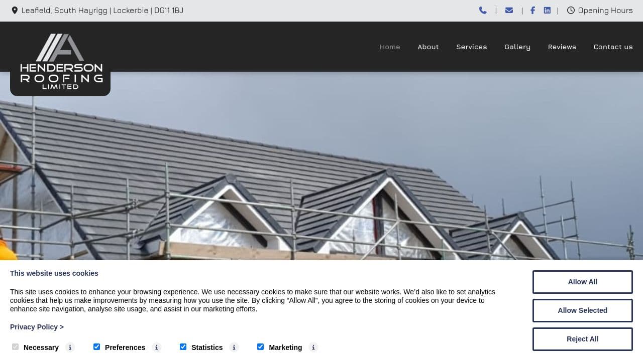 A HENDERSON ROOFING LIMITED website screenshot