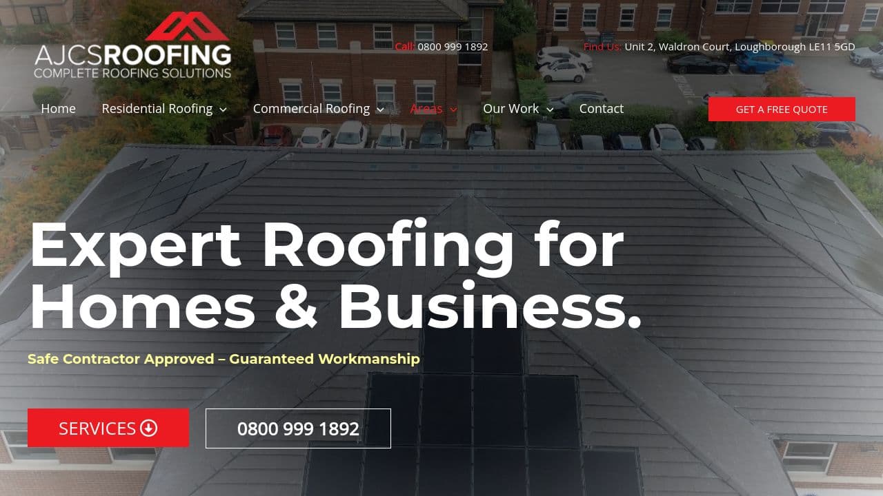 AJCS ROOFING LTD website screenshot