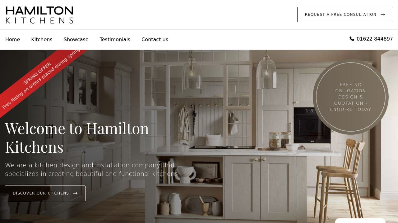 HAMILTON KITCHENS LIMITED website screenshot