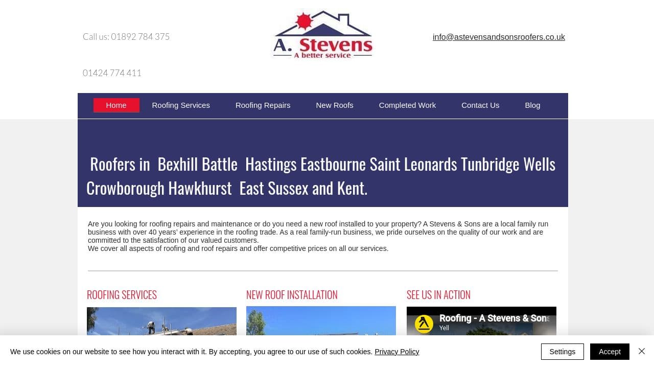 A STEVENS SERVICES LIMITED website screenshot