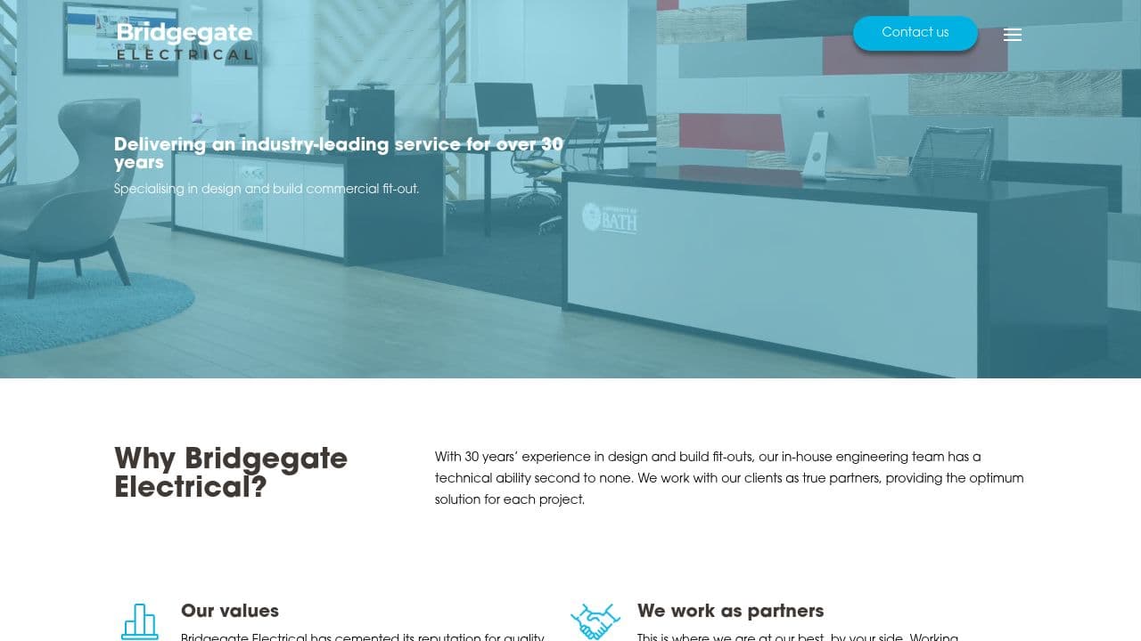 BRIDGEGATE ELECTRICAL LIMITED website screenshot