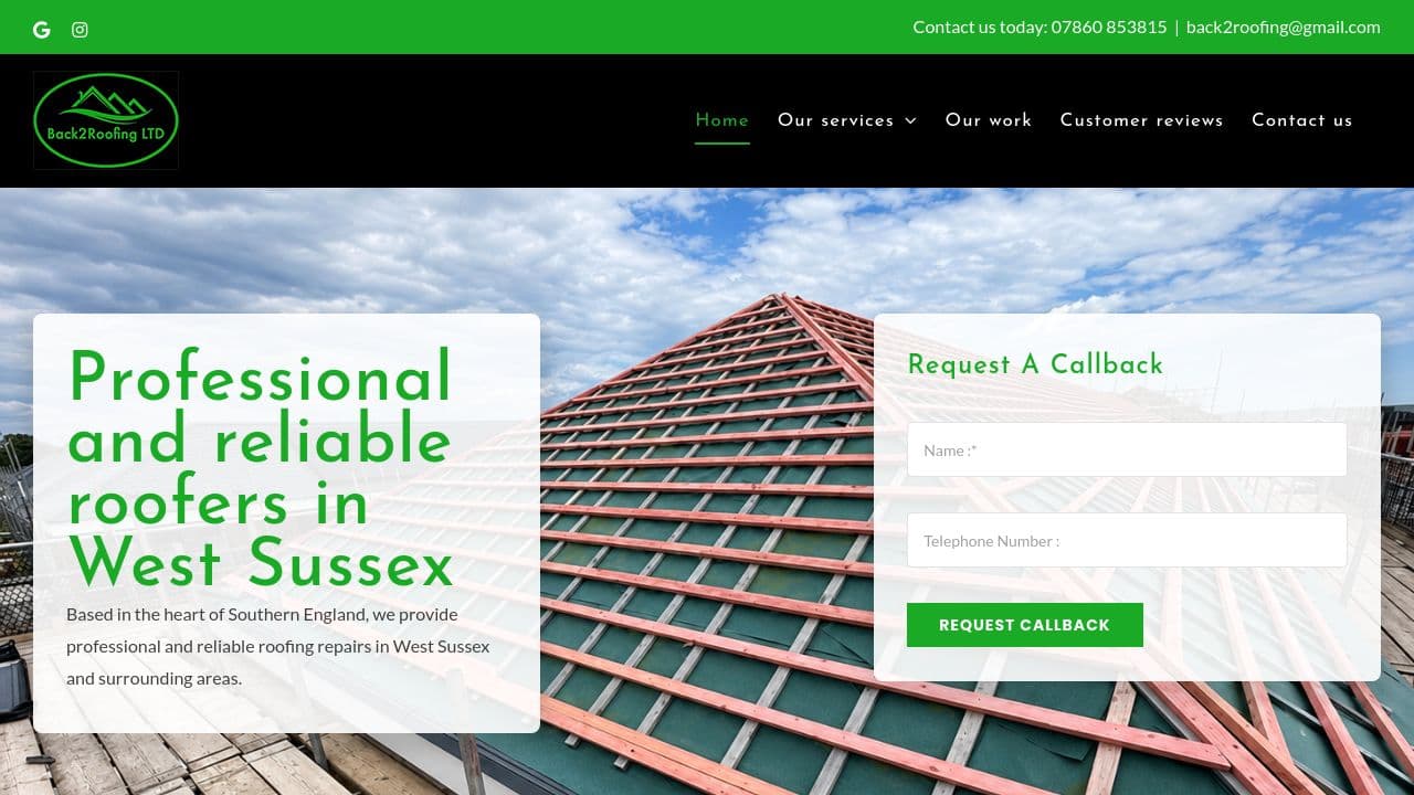 BACK 2 ROOFING LIMITED website screenshot