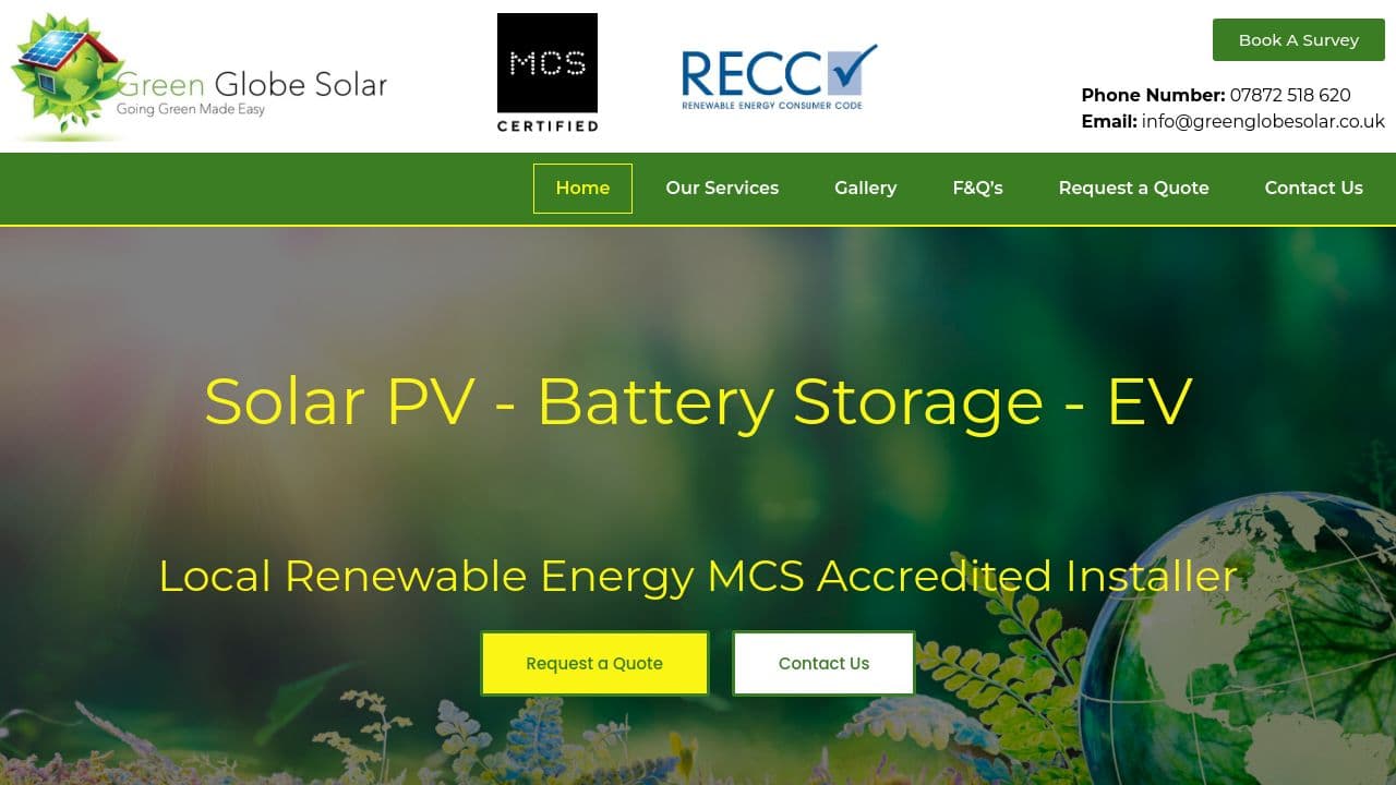 GREEN GLOBE SOLAR LIMITED website screenshot