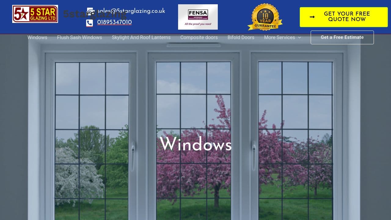 5STAR DOUBLE GLAZING LTD website screenshot