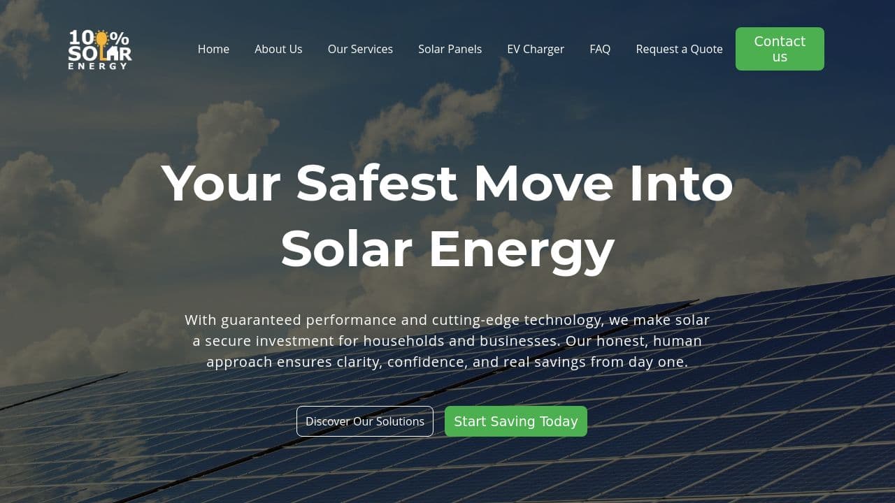 100% SOLAR ENERGY LTD website screenshot