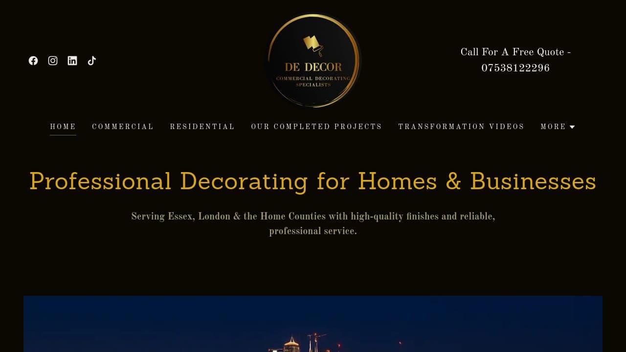 D.E.DECOR(UK) LTD website screenshot