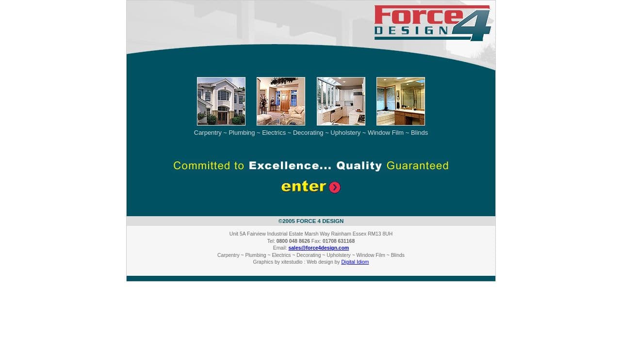 FORCE 4 DESIGN LIMITED website screenshot