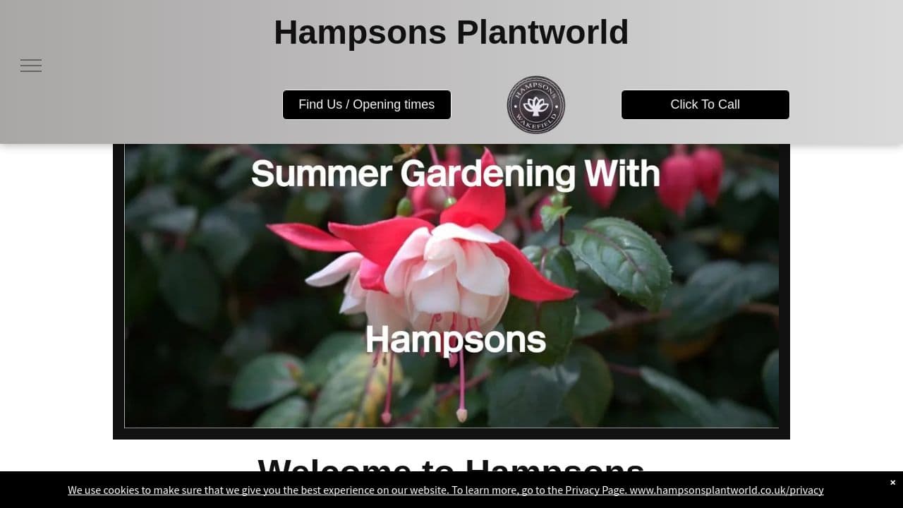 HAMPSONS PLANT WORLD LIMITED website screenshot