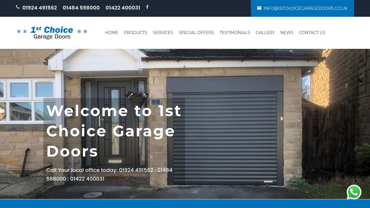 1ST CHOICE ACE GARAGE DOORS LTD website screenshot