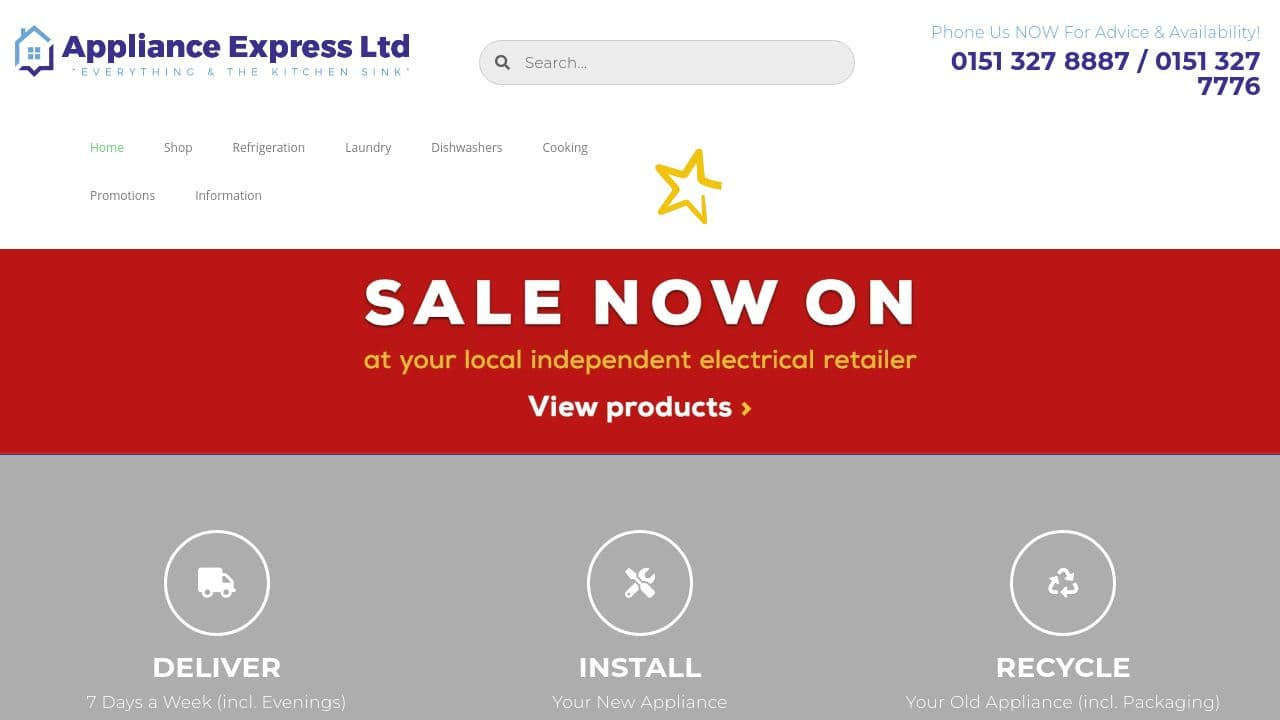 APPLIANCE EXPRESS LIMITED website screenshot
