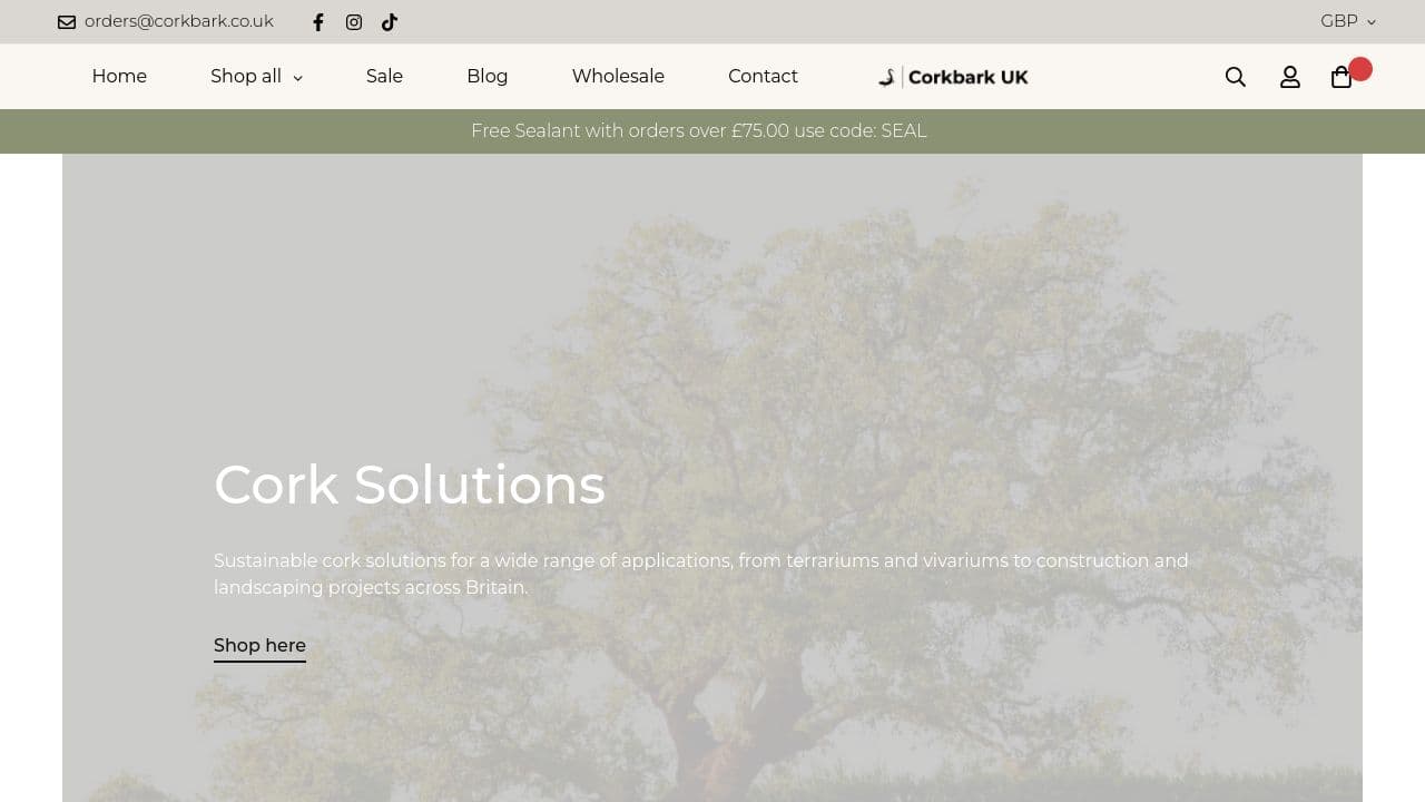 CORKBARK UK LTD website screenshot