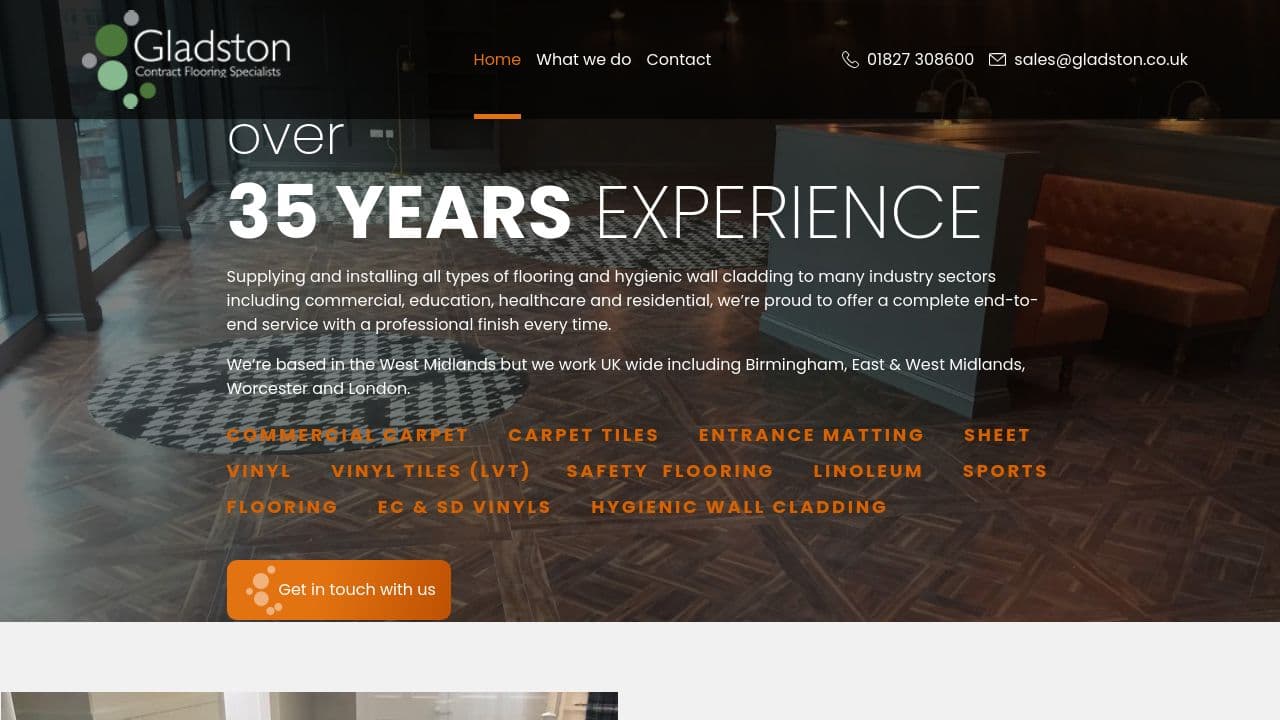 GLADSTON CARPETS & FLOORING LTD. website screenshot