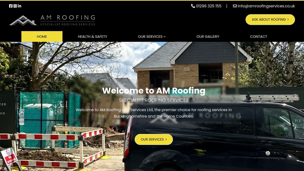 A M ROOFING & SERVICES LTD website screenshot