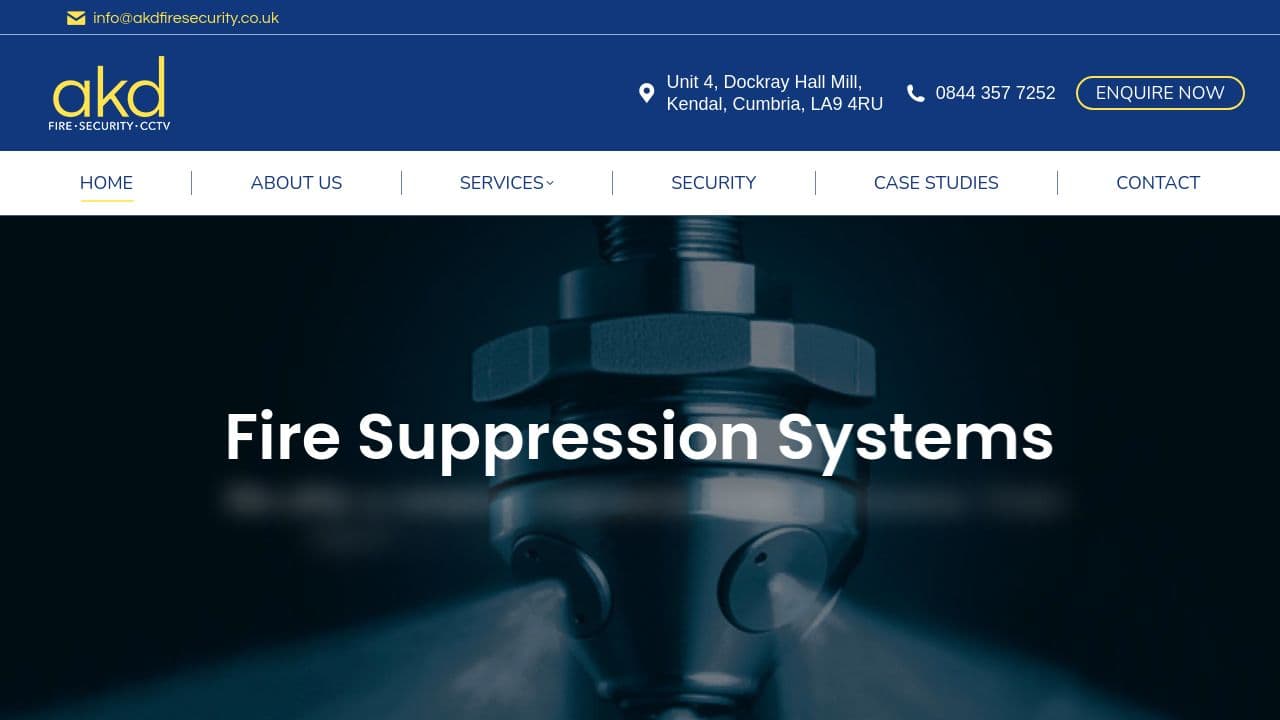 A K D FIRE & SECURITY LTD website screenshot