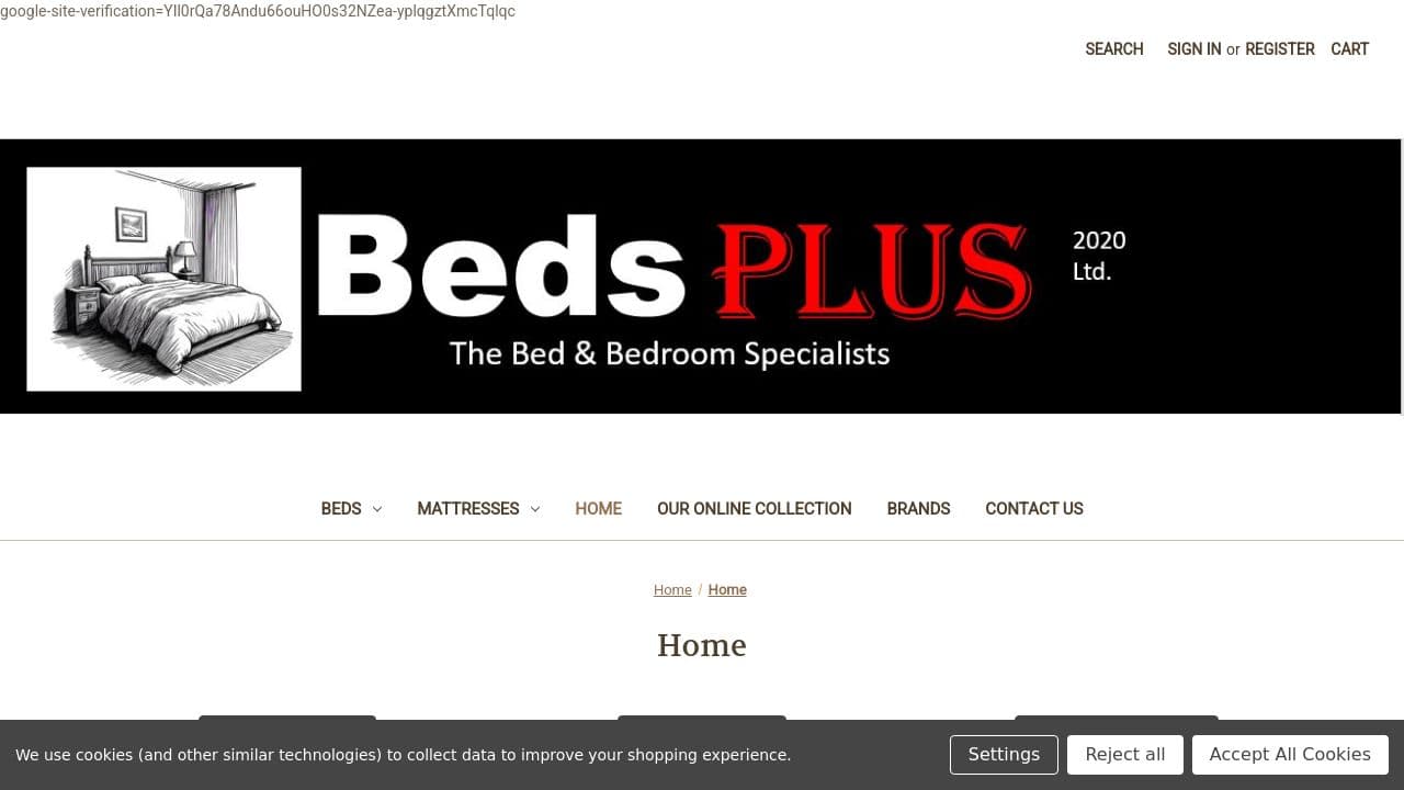 BEDS PLUS 2020 LTD website screenshot