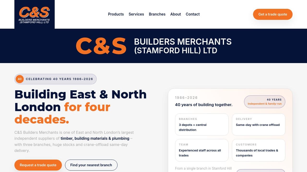 C & S BUILDERS MERCHANTS (STAMFORD HILL) LIMITED website screenshot