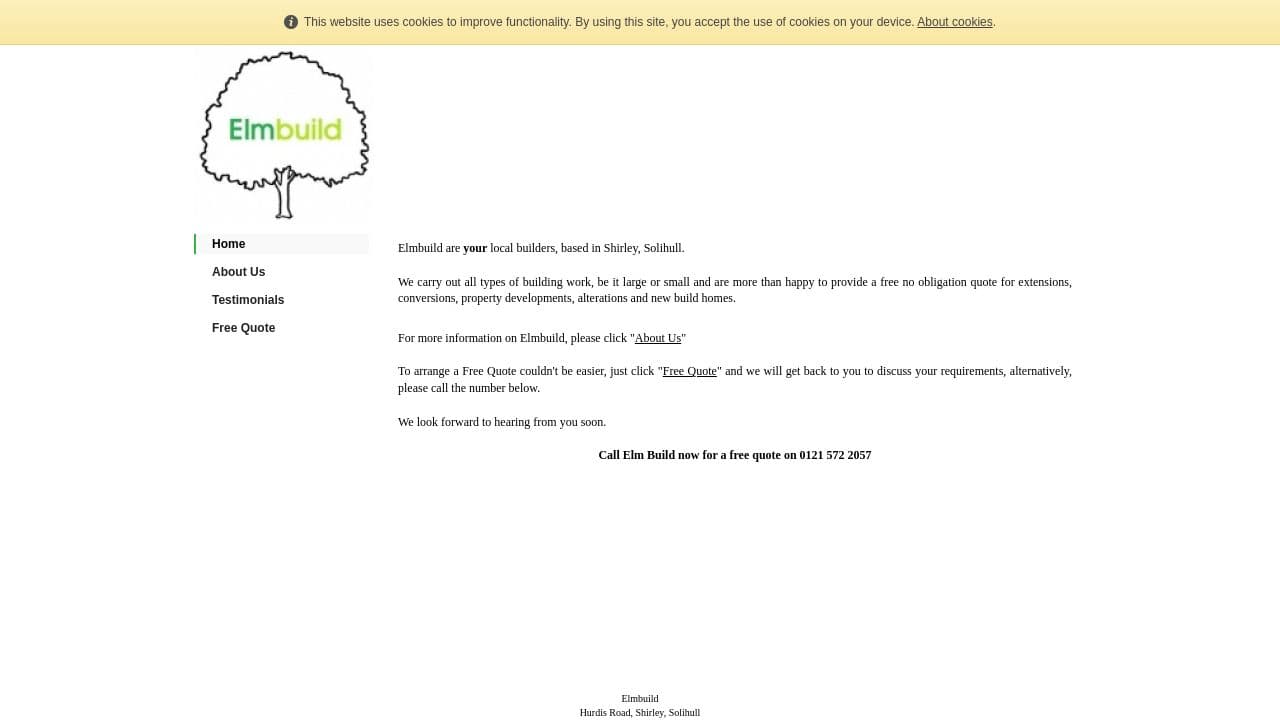 ELMBUILD LTD website screenshot