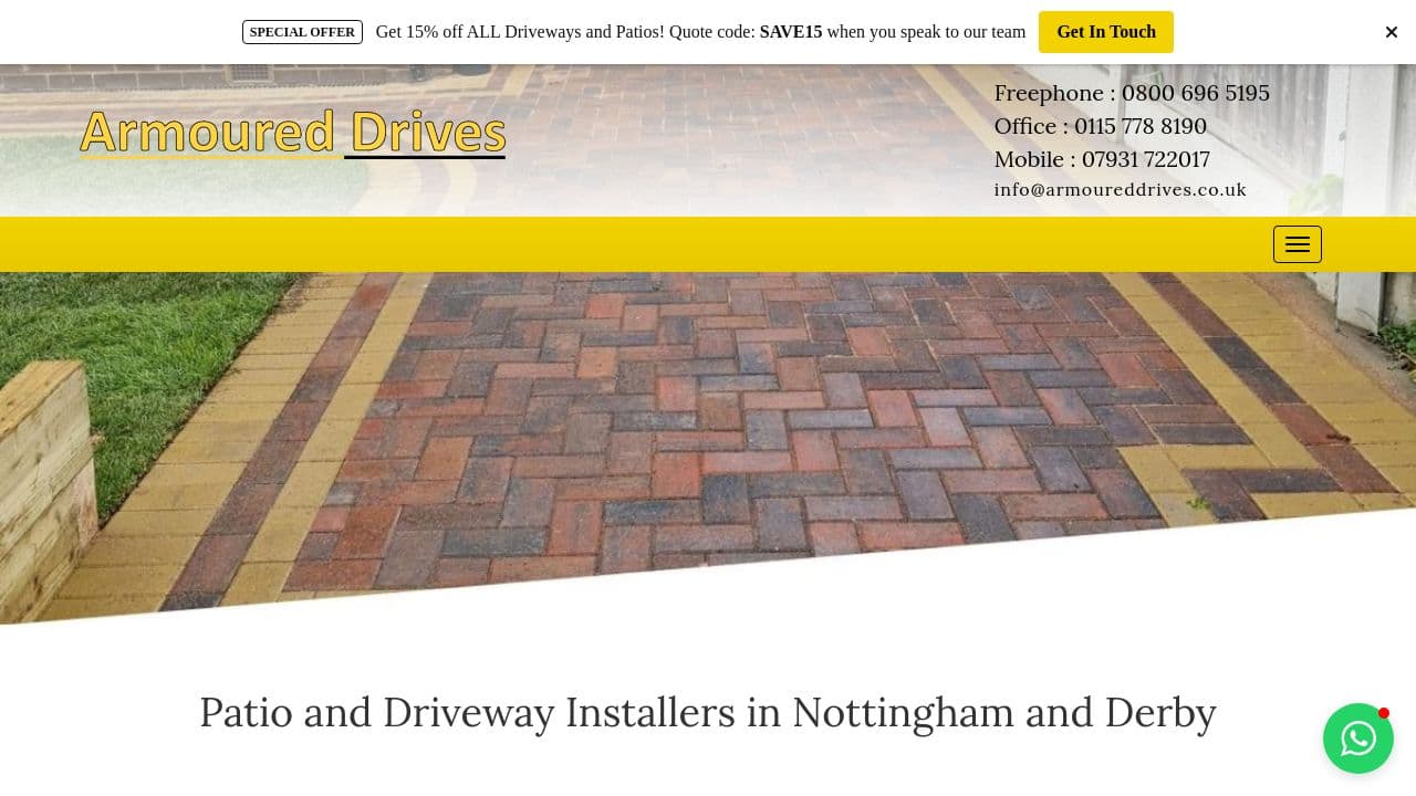 ARMOURED DRIVES LTD website screenshot