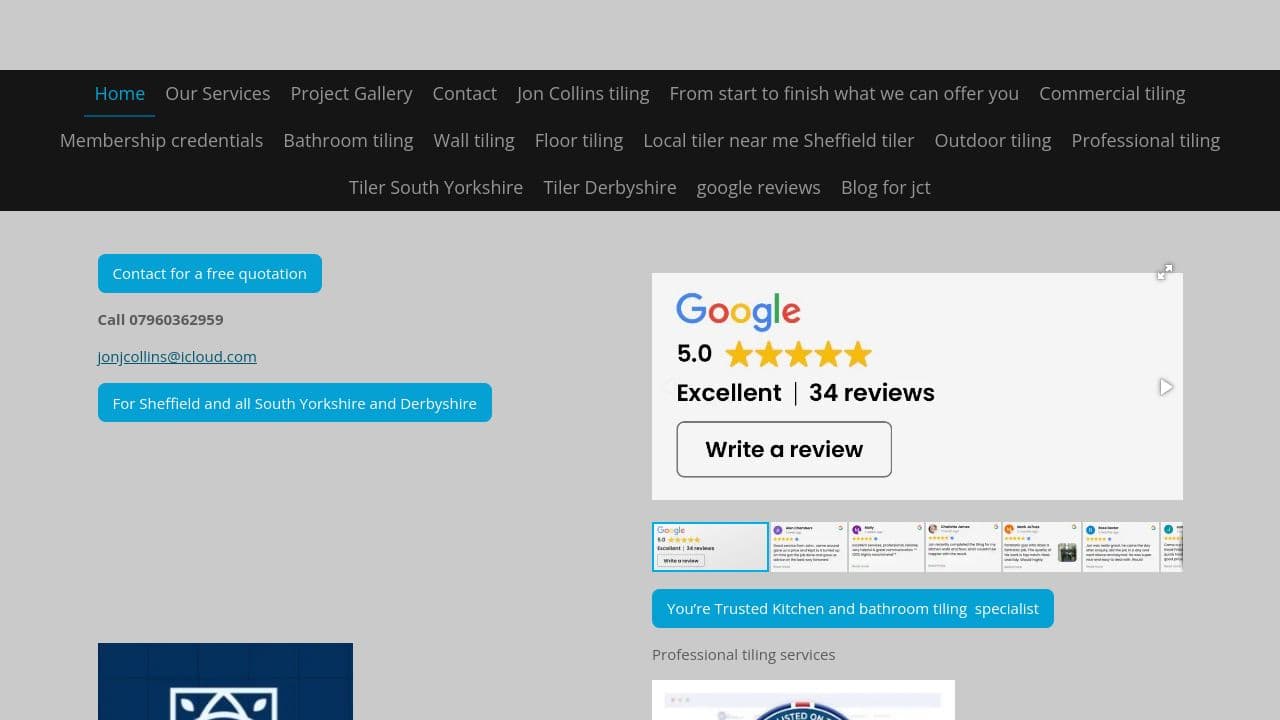 1ST CLASS TILING LTD website screenshot