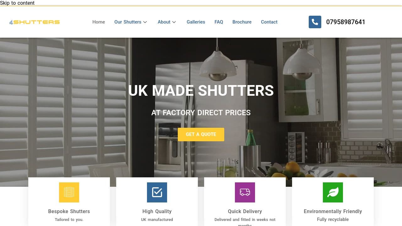 4SHUTTERS LTD website screenshot