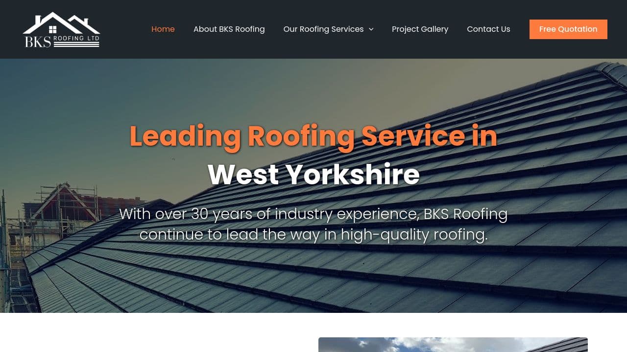 BKS ROOFING LTD website screenshot