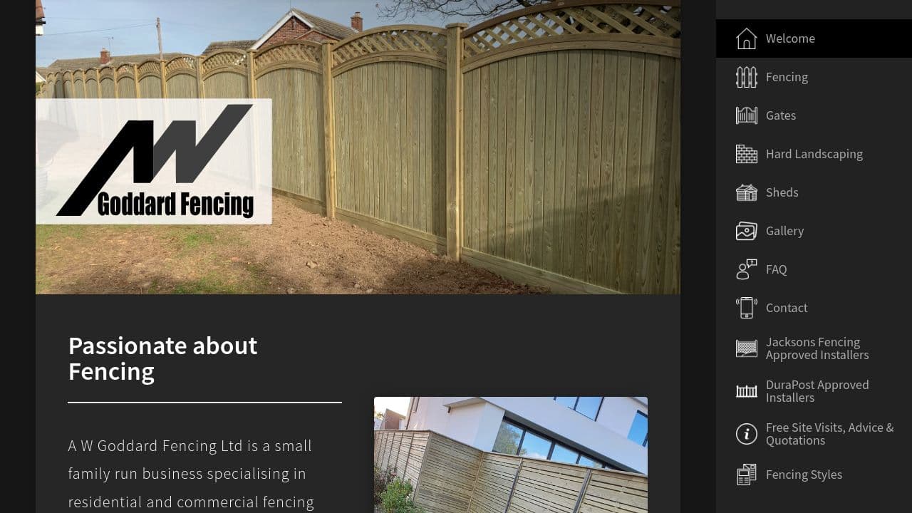 A W GODDARD FENCING LTD. website screenshot