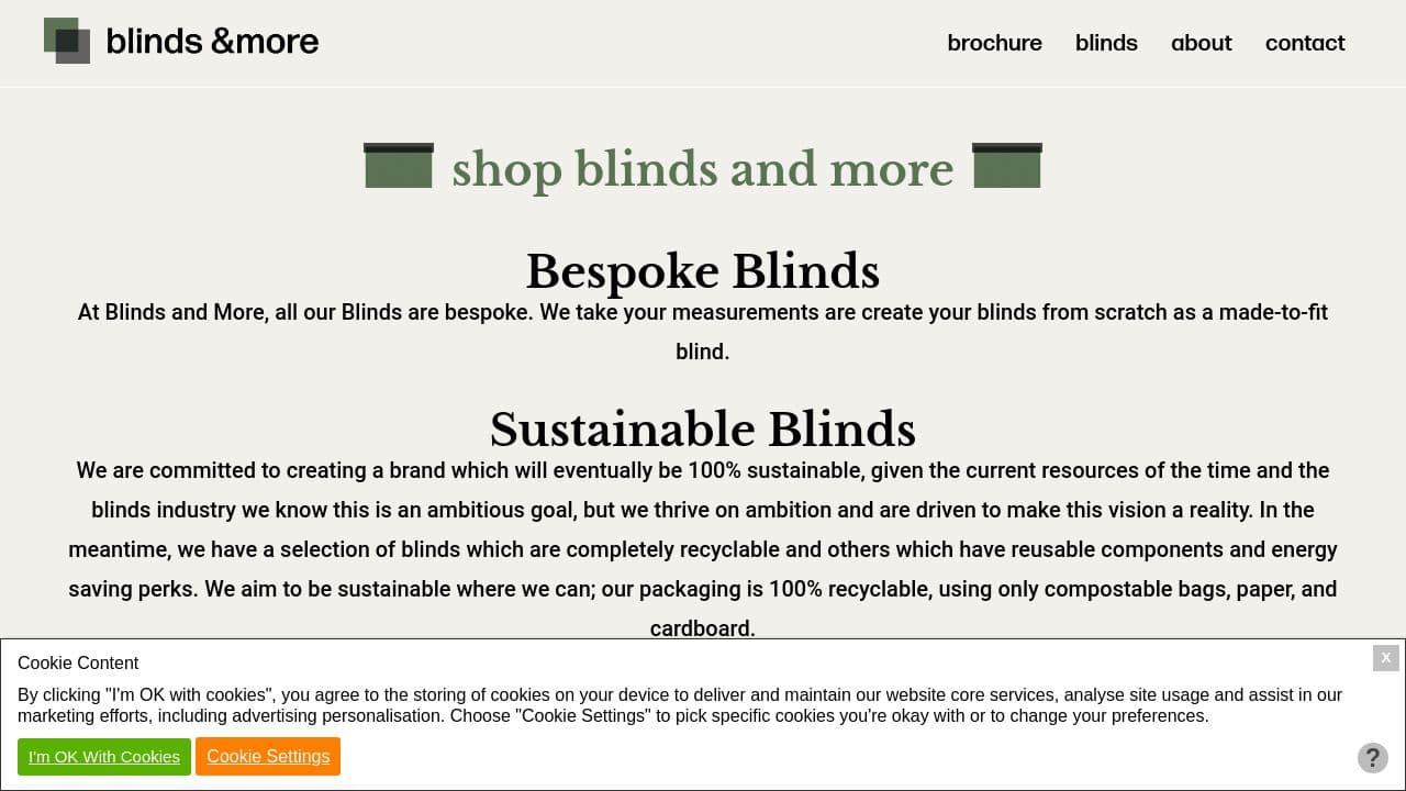 BLINDS AND MORE LTD website screenshot