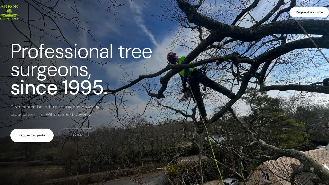 ARBOR LANDSCAPES (TREE SERVICE) LTD website screenshot