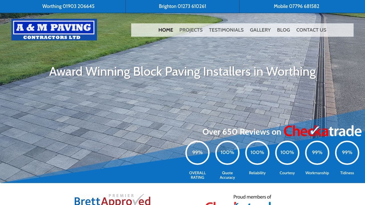 A & M PAVING CONTRACTORS LIMITED website screenshot