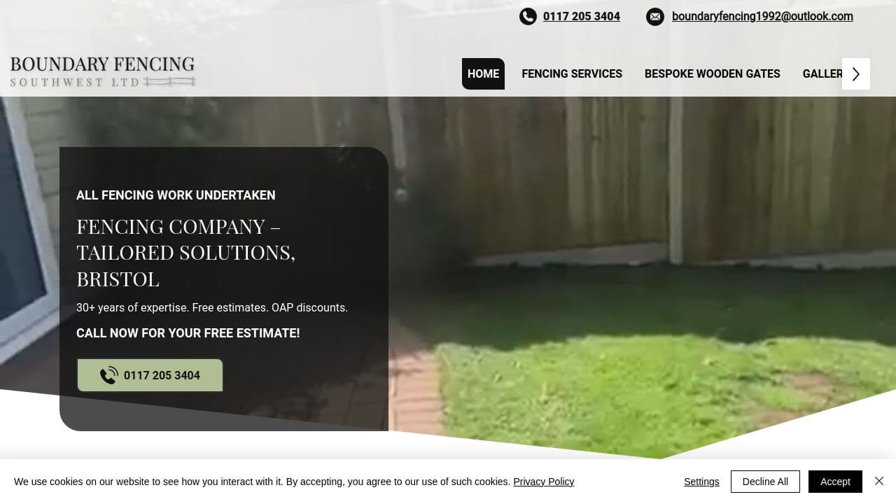 BOUNDARY FENCING (SOUTH-WEST) LIMITED website screenshot