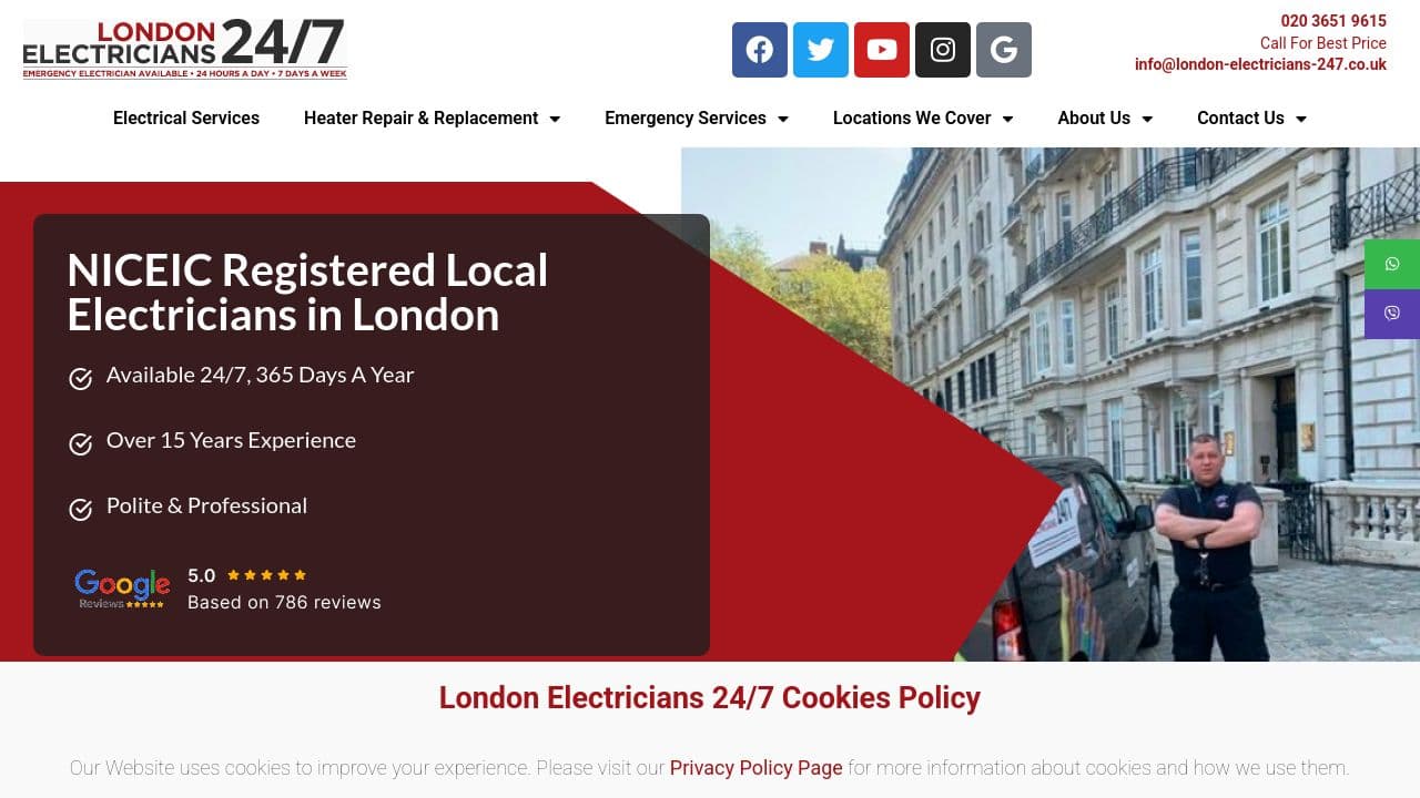 24/7 EMERGENCY ELECTRICIAN LONDON LTD website screenshot