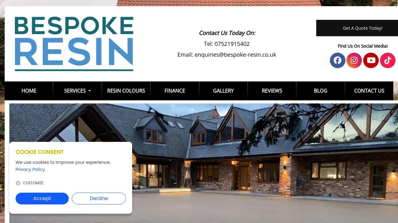 BESPOKE RESIN YORKSHIRE LTD website screenshot