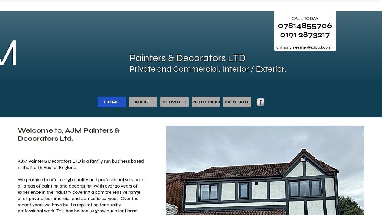 A J M PAINTERS & DECORATORS LTD website screenshot
