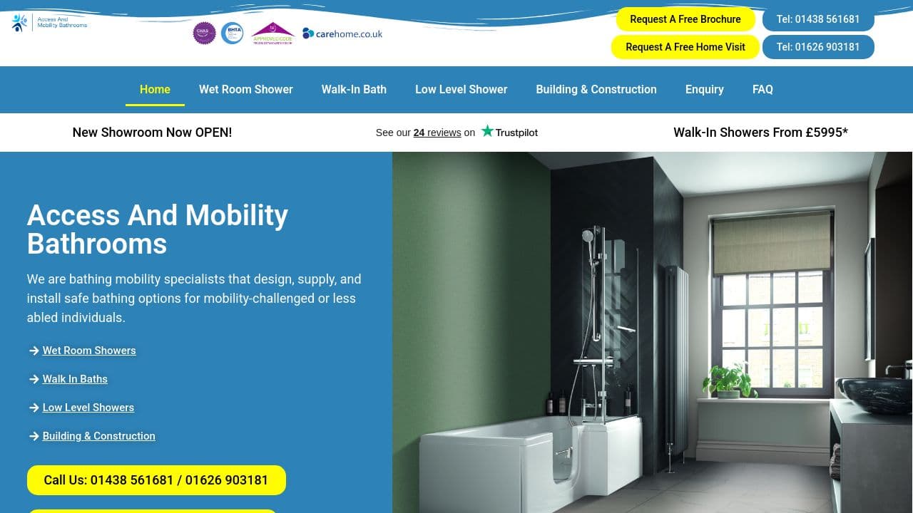 ACCESS AND MOBILITY BATHROOMS LTD website screenshot