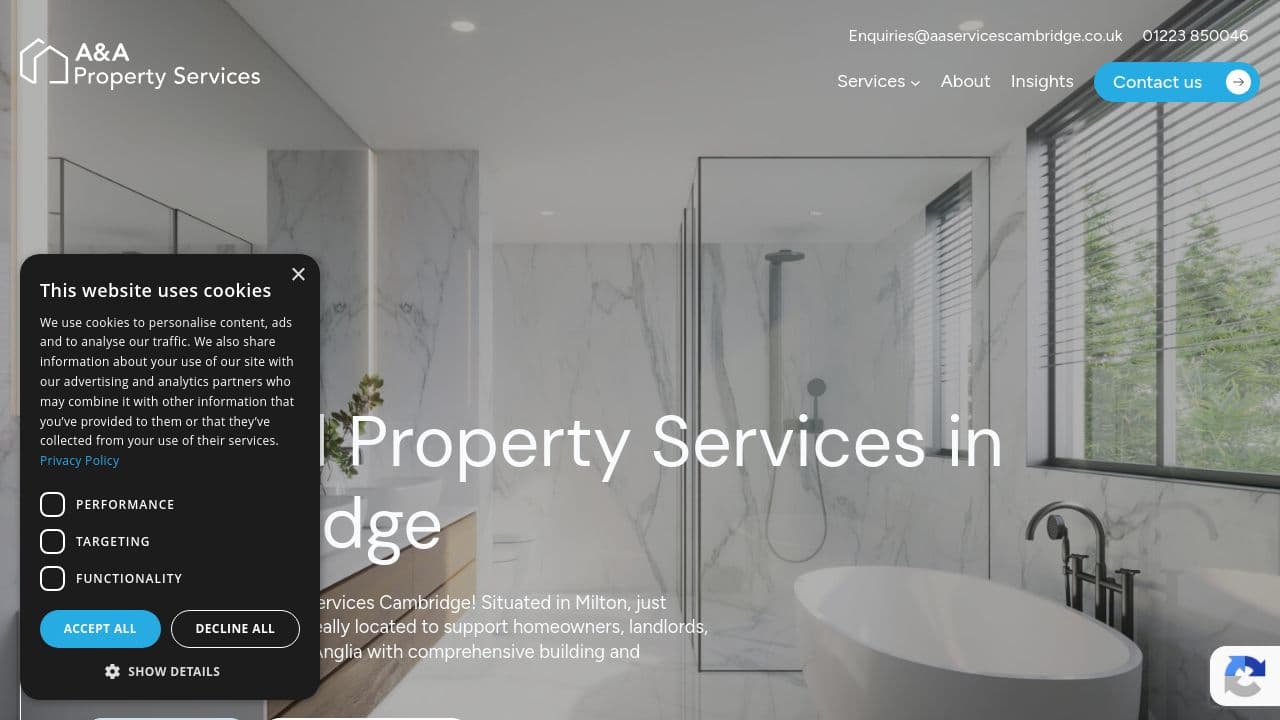 A & A SERVICES (CAMBRIDGE) LIMITED website screenshot