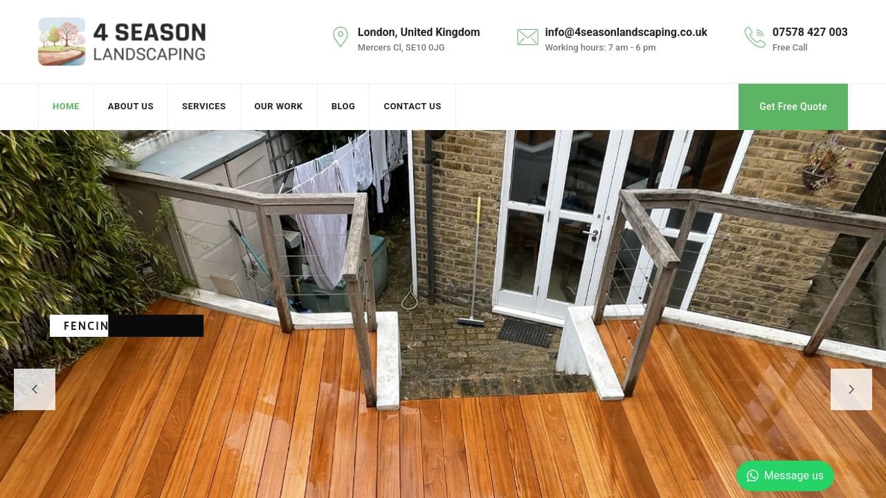 4 SEASON LANDSCAPING LTD website screenshot