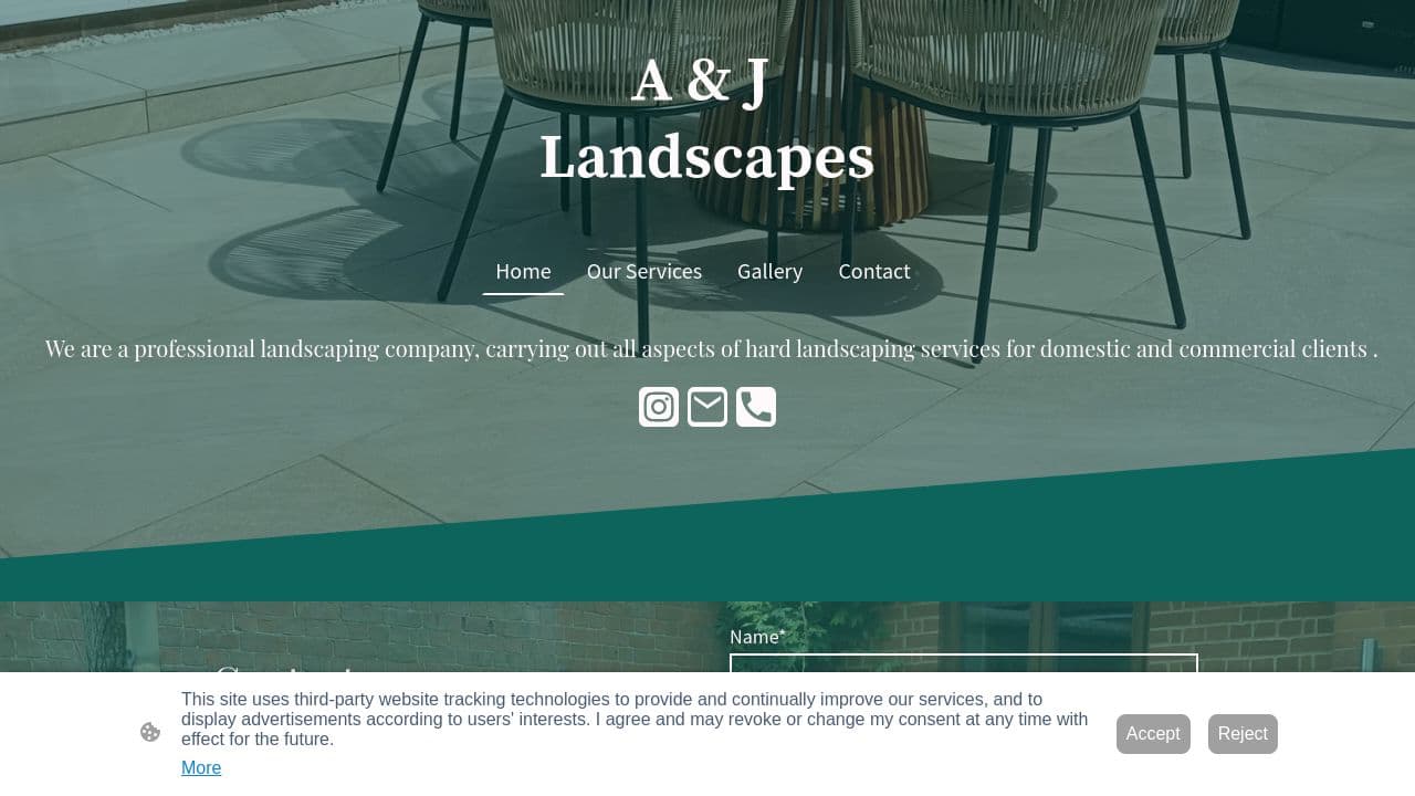 A&J LANDSCAPES LTD website screenshot
