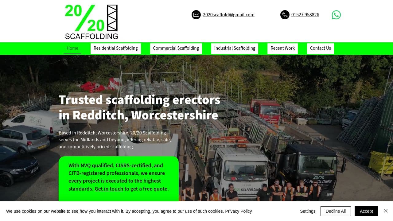 20/20 SCAFFOLD LTD website screenshot