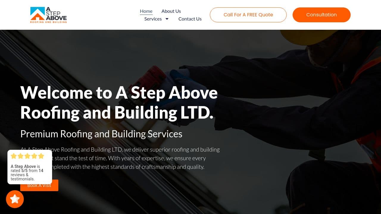 A STEP ABOVE ROOFING AND BUILDING LTD website screenshot