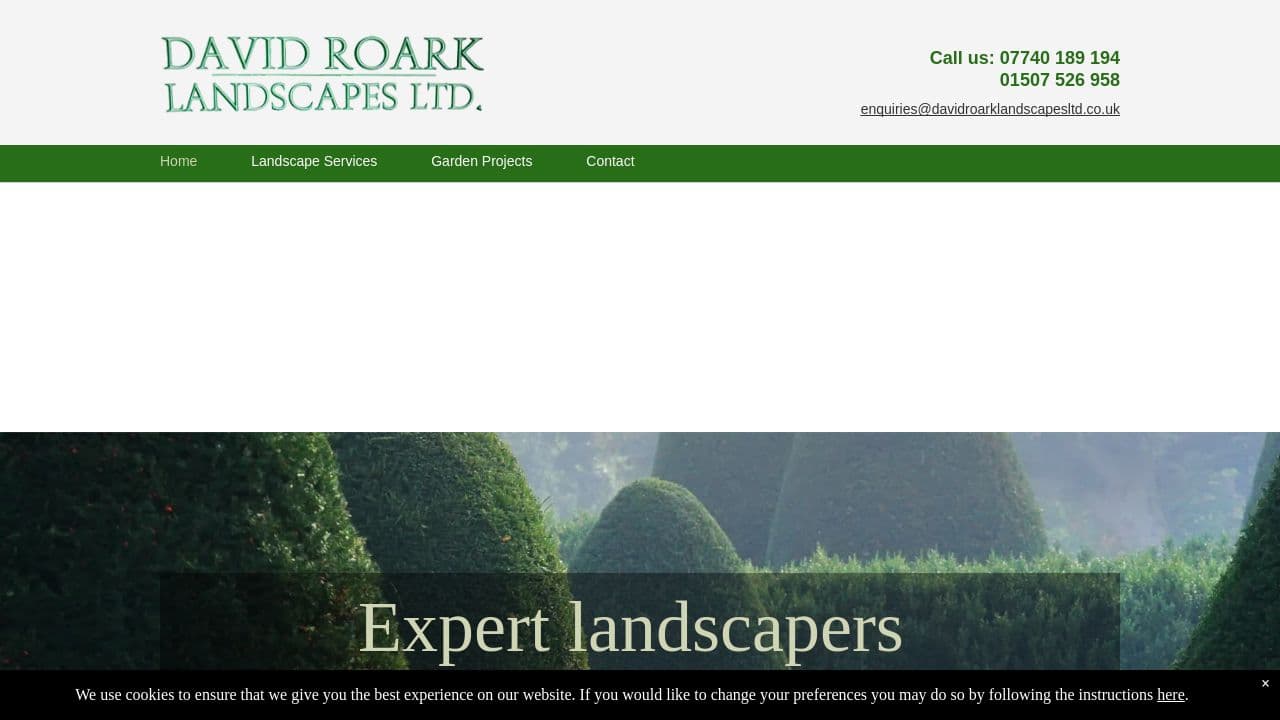 DAVID ROARK LANDSCAPES LIMITED website screenshot