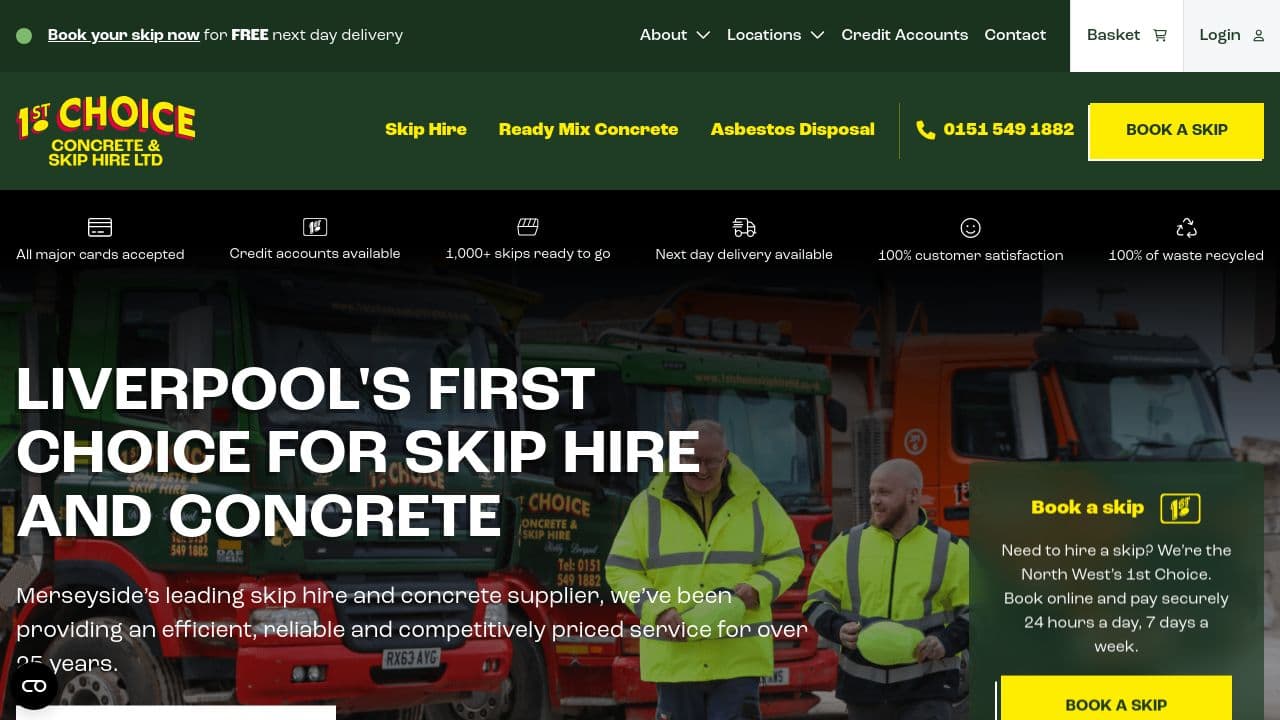 1ST CHOICE GRAB HIRE LIMITED website screenshot