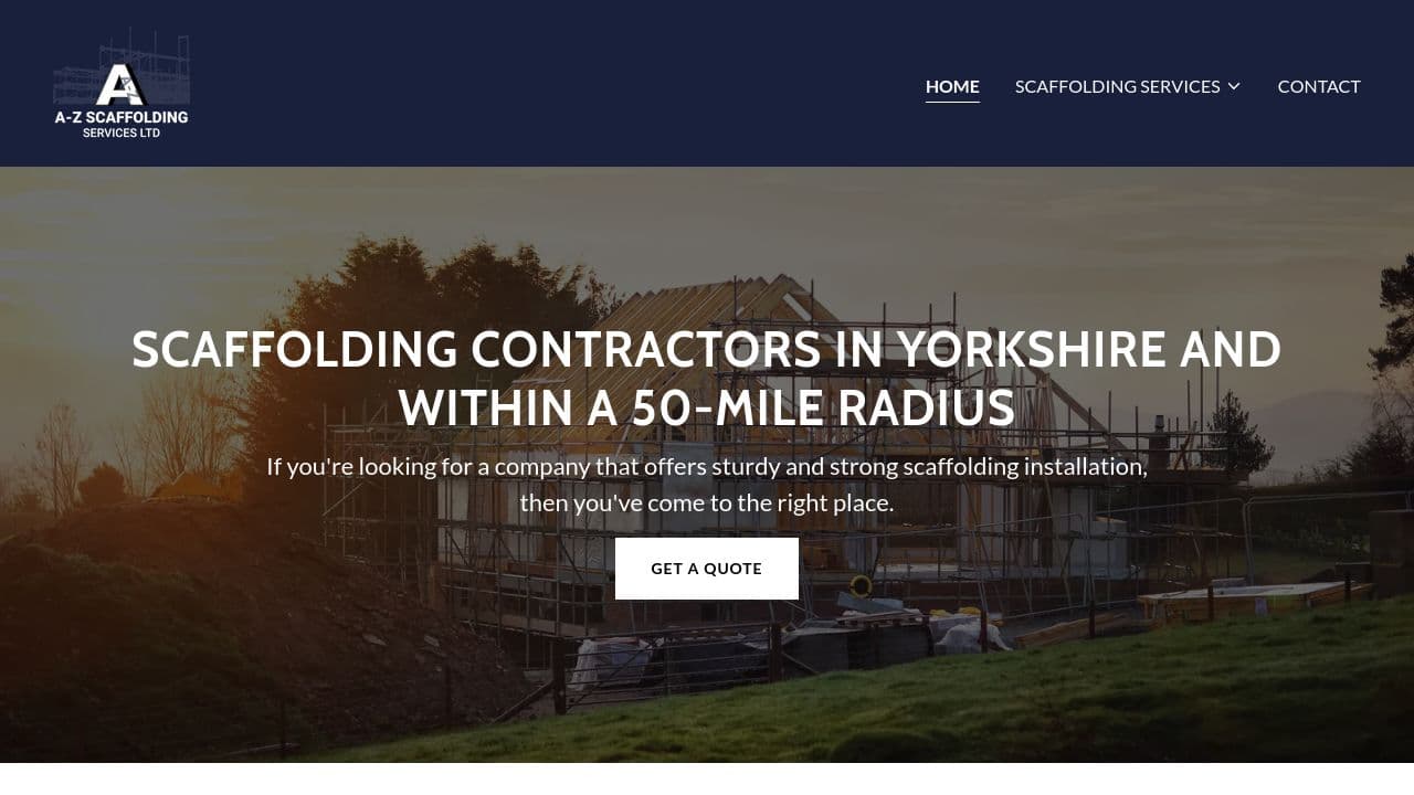A-Z SCAFFOLDING SERVICES LTD website screenshot