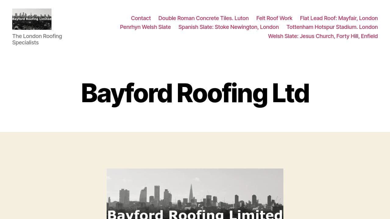 BAYFORD ROOFING LIMITED website screenshot